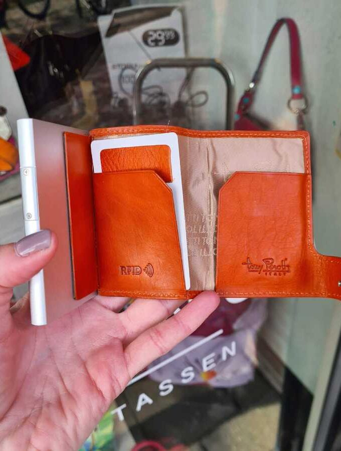 Tony Perotti Cardholder met muntgeldvak in oranje binnen