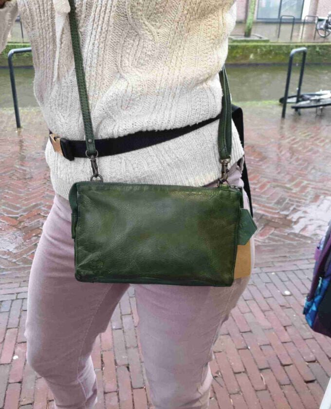 Bear Design kleine clutch met vakjes in groen