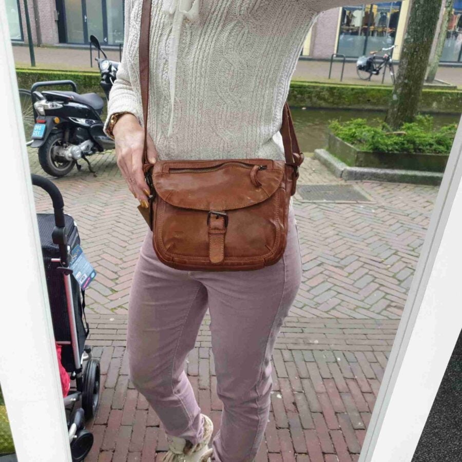 Bear Design schoudertas met klep in cognac