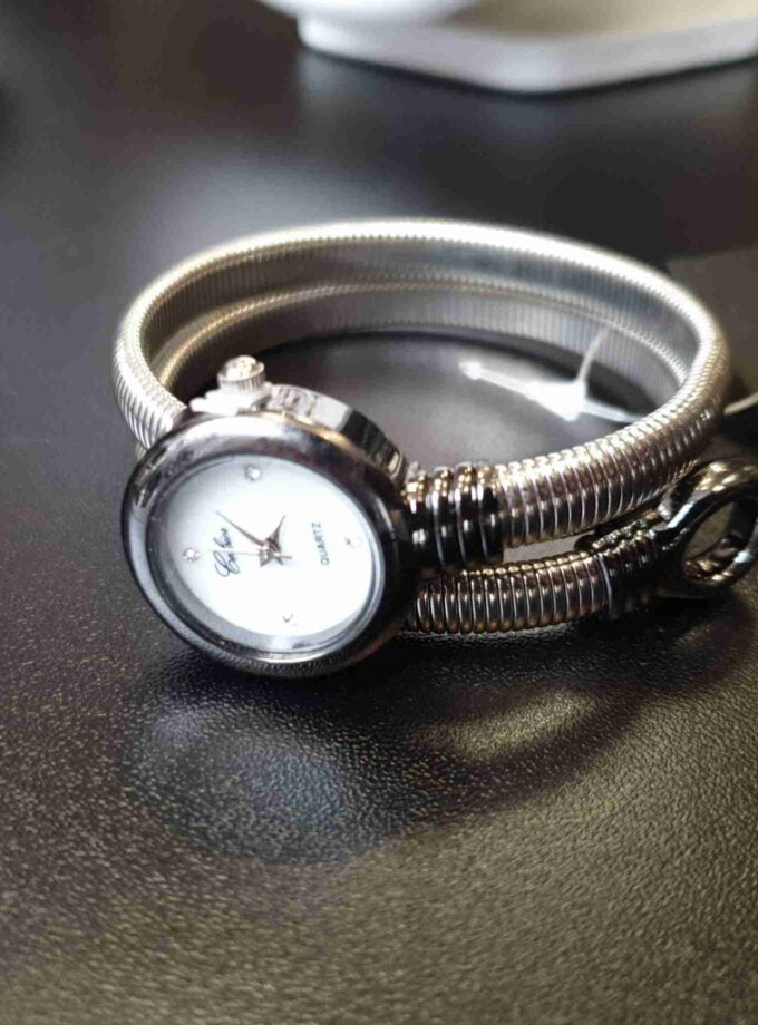 Horloge met stalen band donkergrijze klok