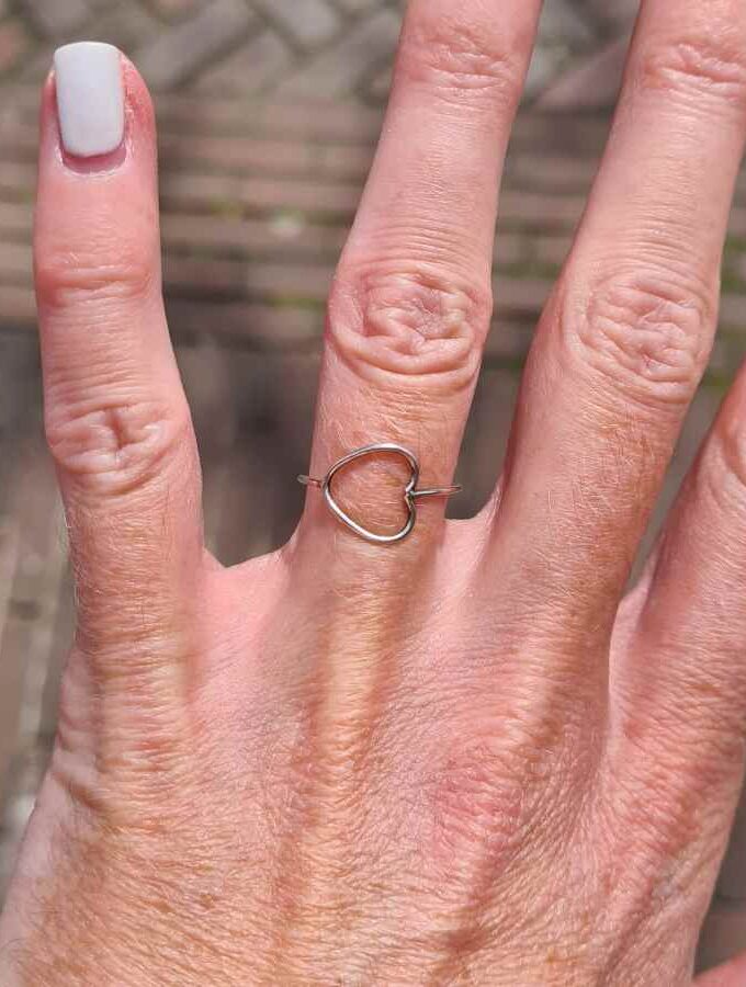 ring met hartje zilver open