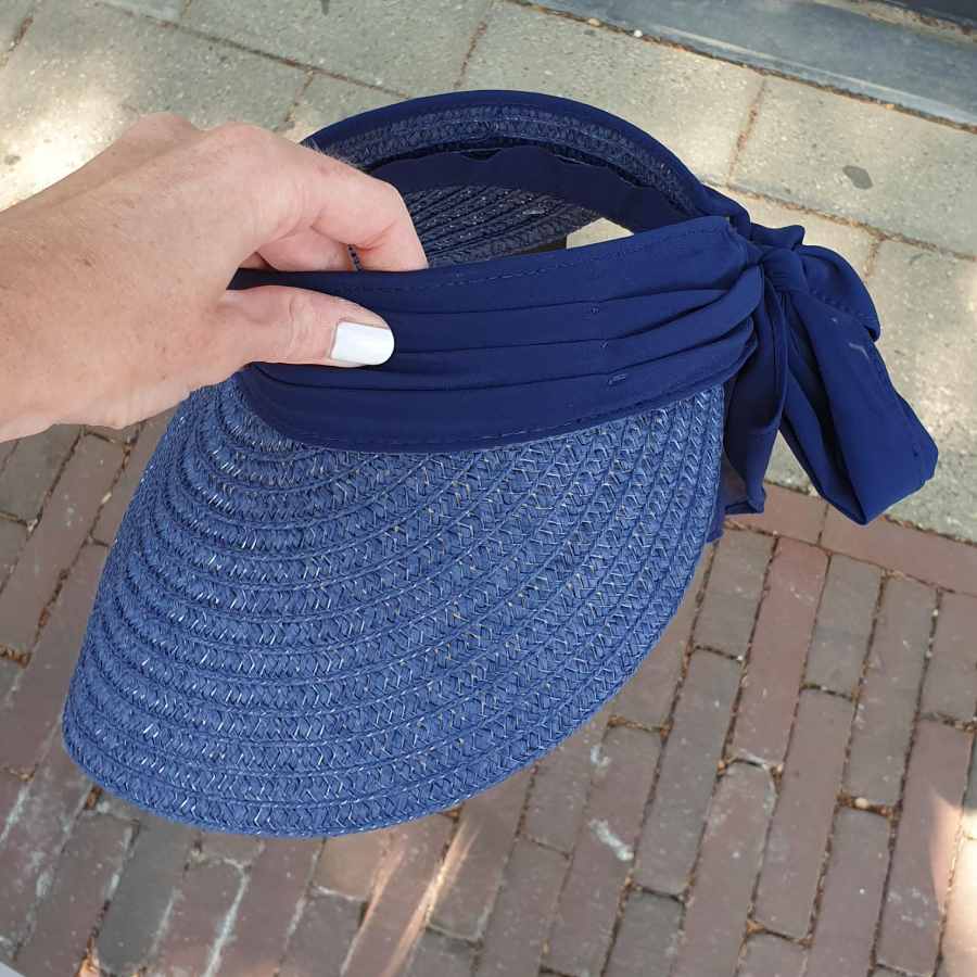 zonneklep blauw strik