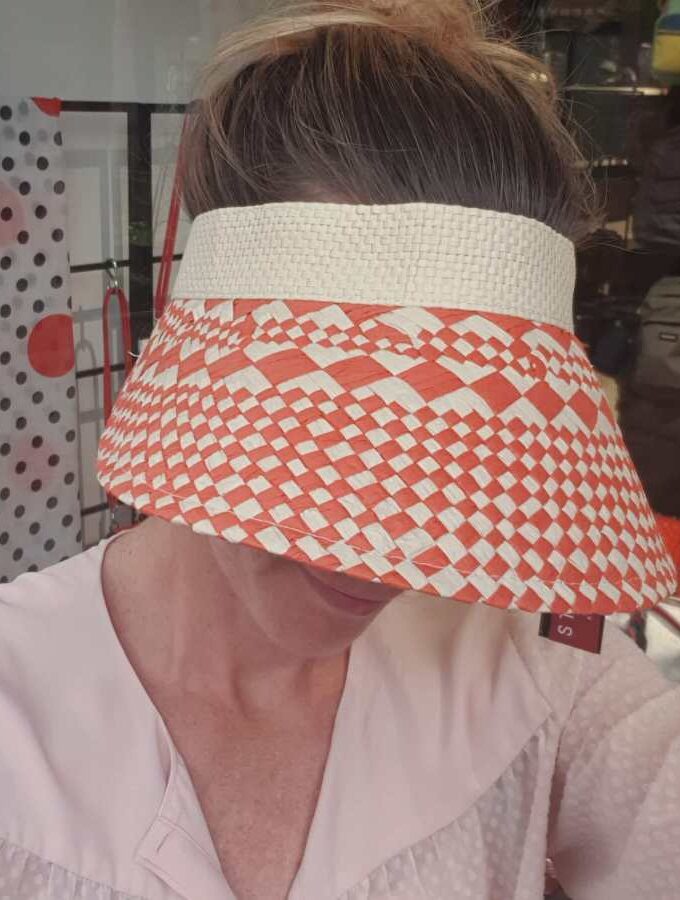 Zonneklep gevlochten klittenband oranje