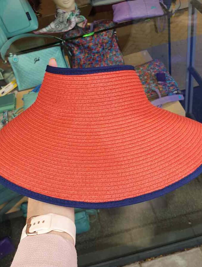 Zonneklep oprolbaar rood met blauw