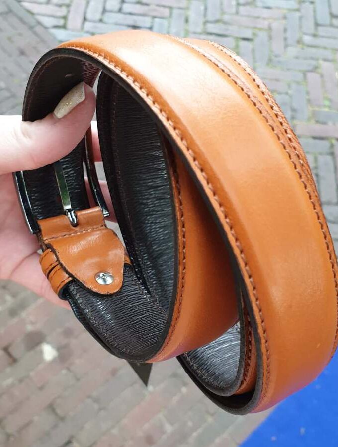 cognac leren herenriem