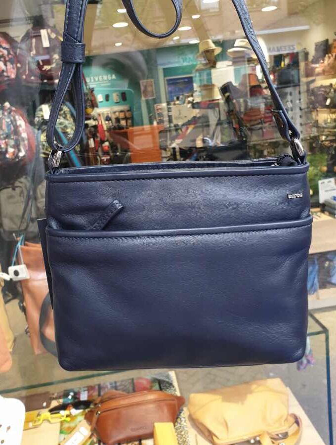 Donkerblauw leren Berba 005-330 Soft vierkante tas