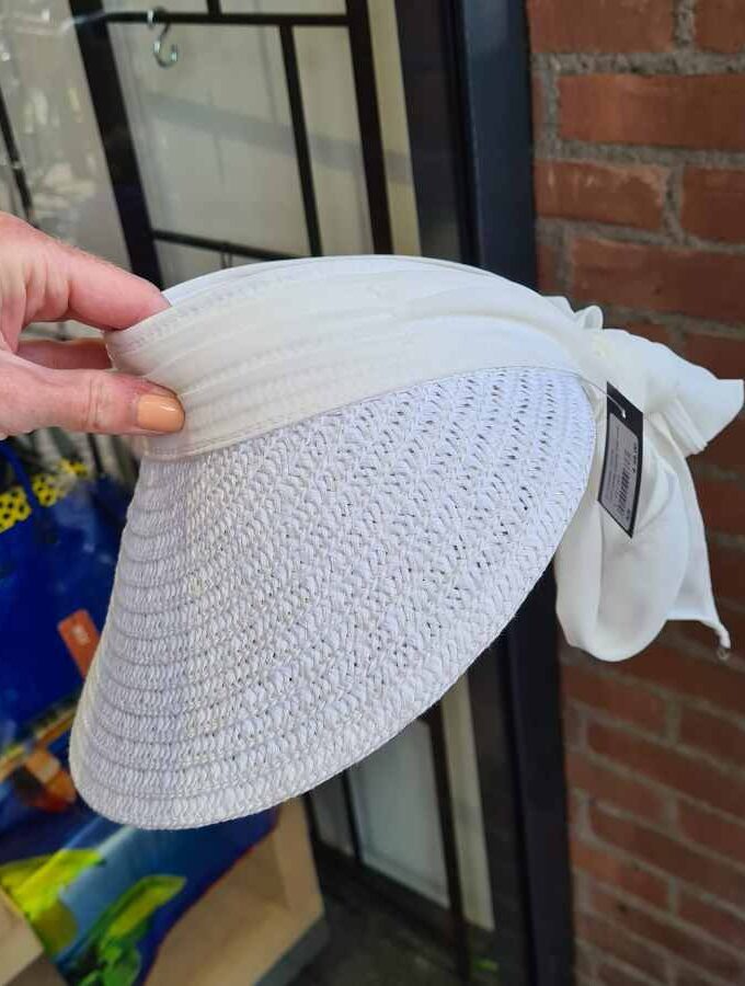 Witte zonneklep met strik