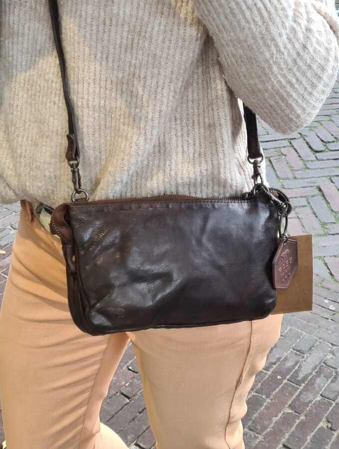 Bear Design kleine clutch met vakjes in bruin