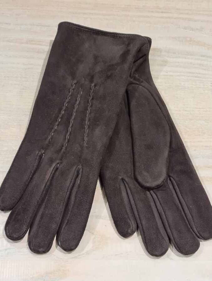 Bruin leren handschoen dames fleece voering