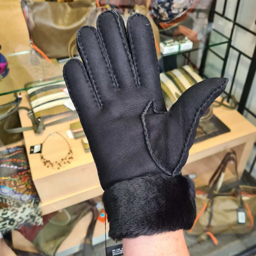 Heren handschoenen met vacht in zwart