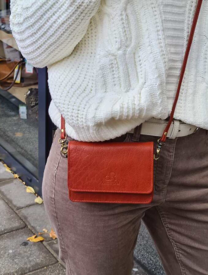 Leder clutch oranje leer met klepje DR Amsterdam