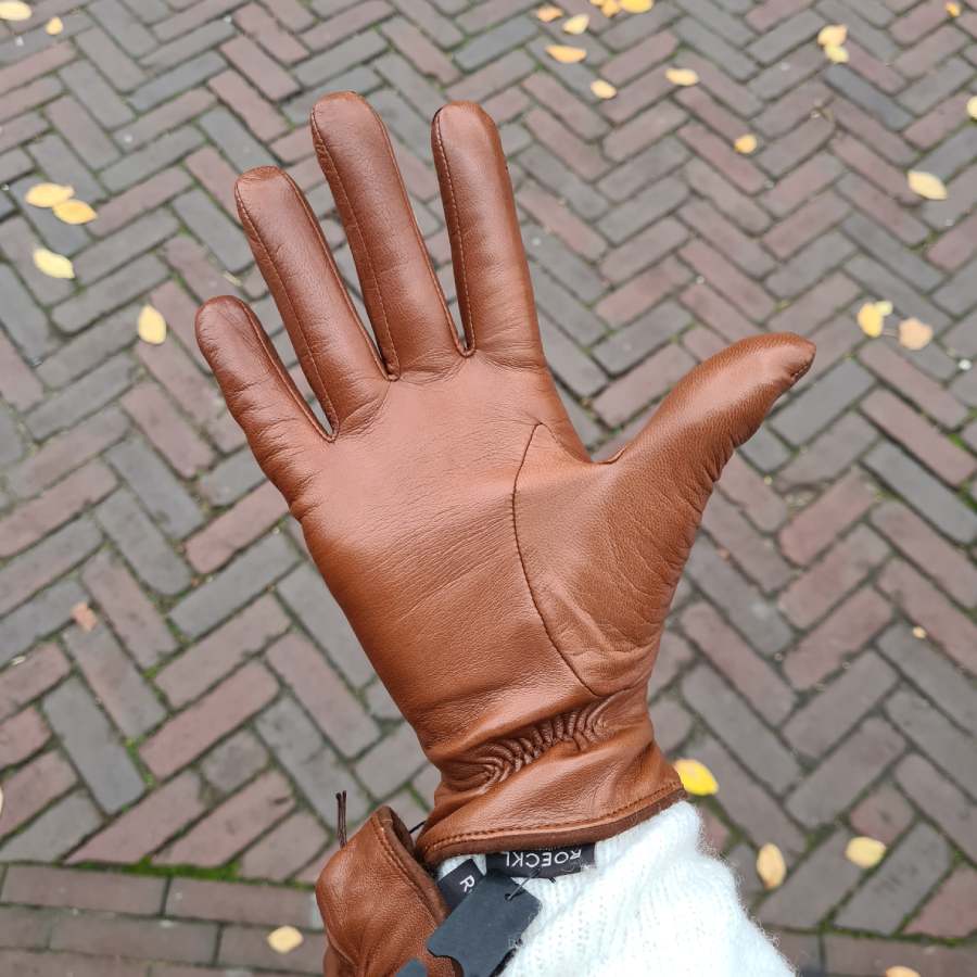 Handschoenen cognac dames Roeckl wollen voering