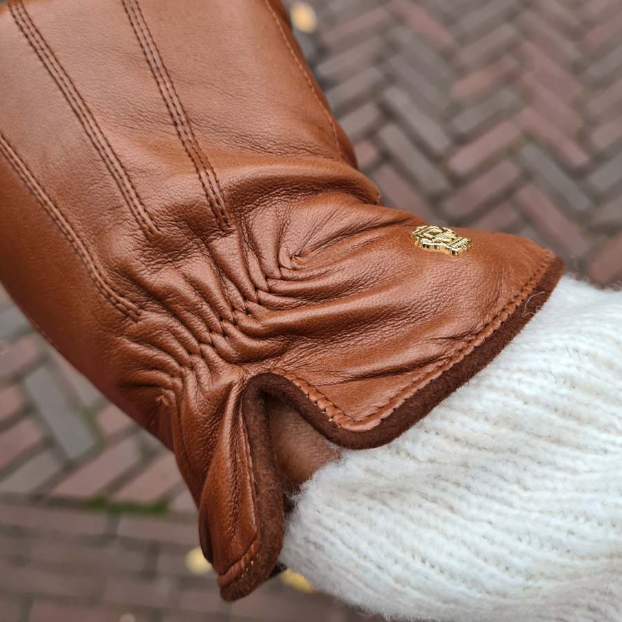 Handschoenen cognac dames Roeckl wollen voering