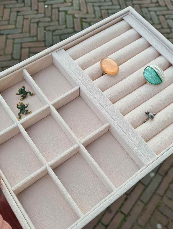 Sieraden opbergen doos ringen oorbellen