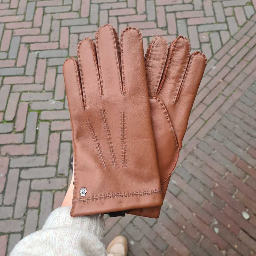 Handschoenen schapenvacht lamsvacht suède leder bruin | bol