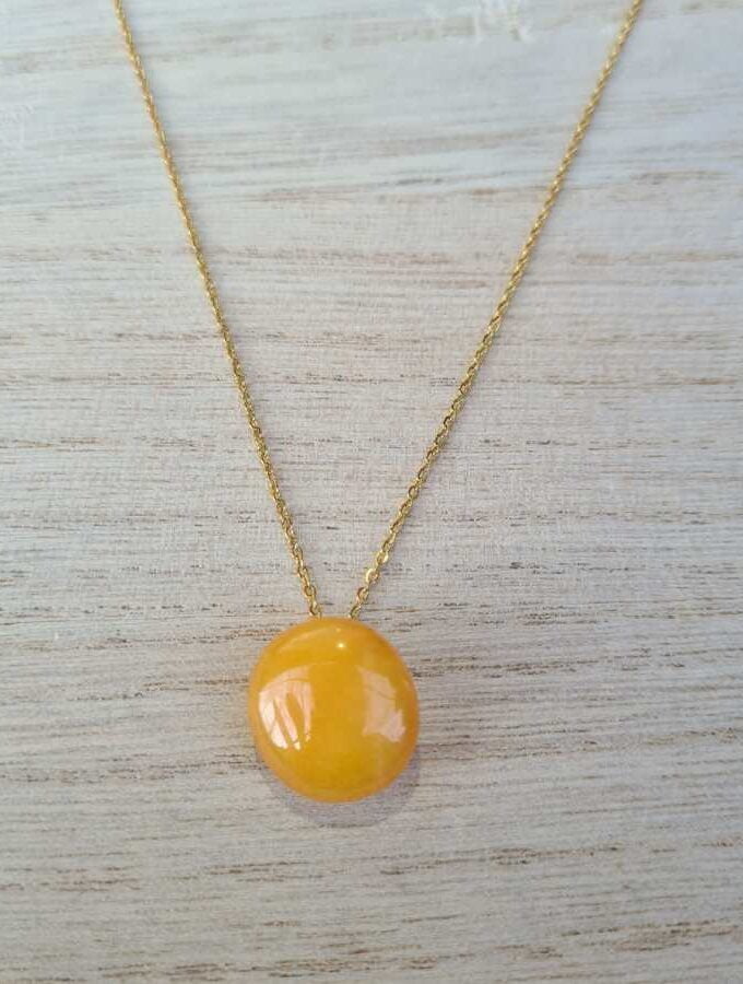 Ketting oranje steen gouden ketting (2)