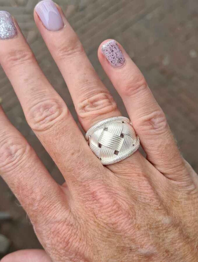 Ring elastiek gevlochten in zilverkleur