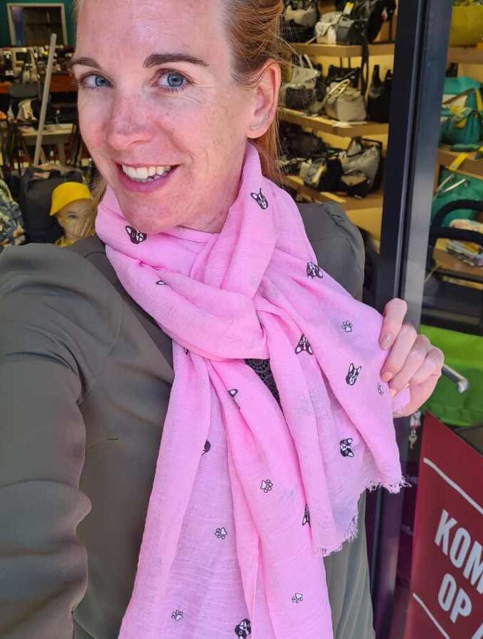 sjaal hondjes roze