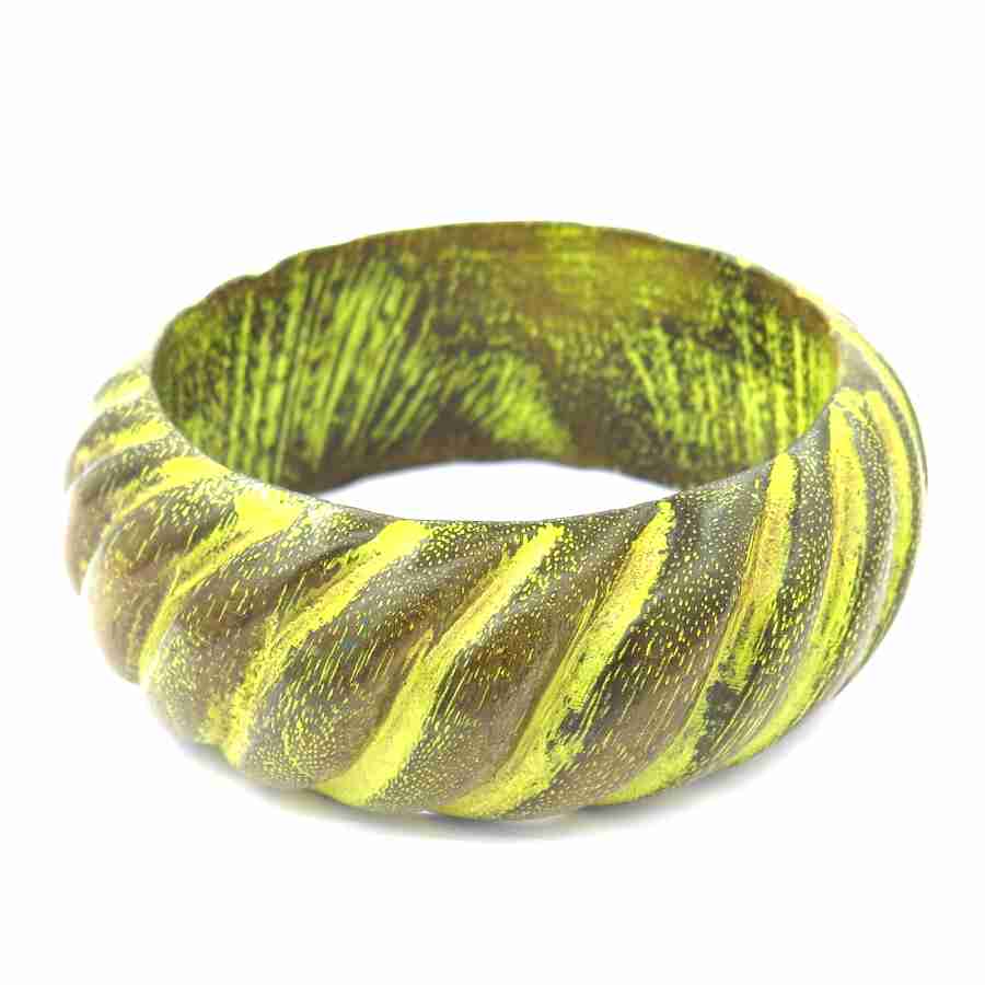 Houten armband gele strepen