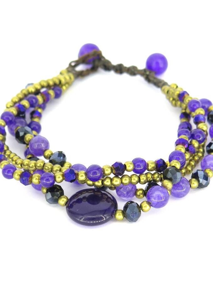 Paarse gouden stenen armband