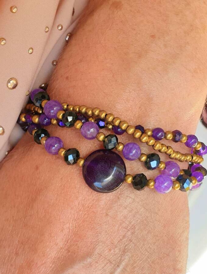 Paarse gouden stenen armband