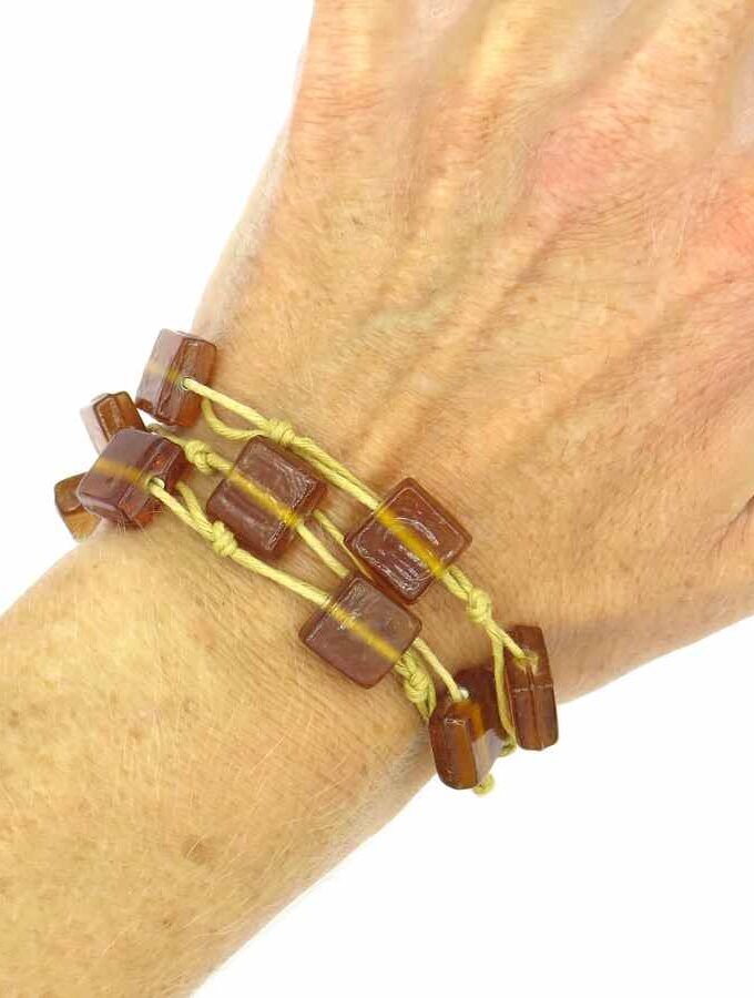 Armband glazen bruine kralen