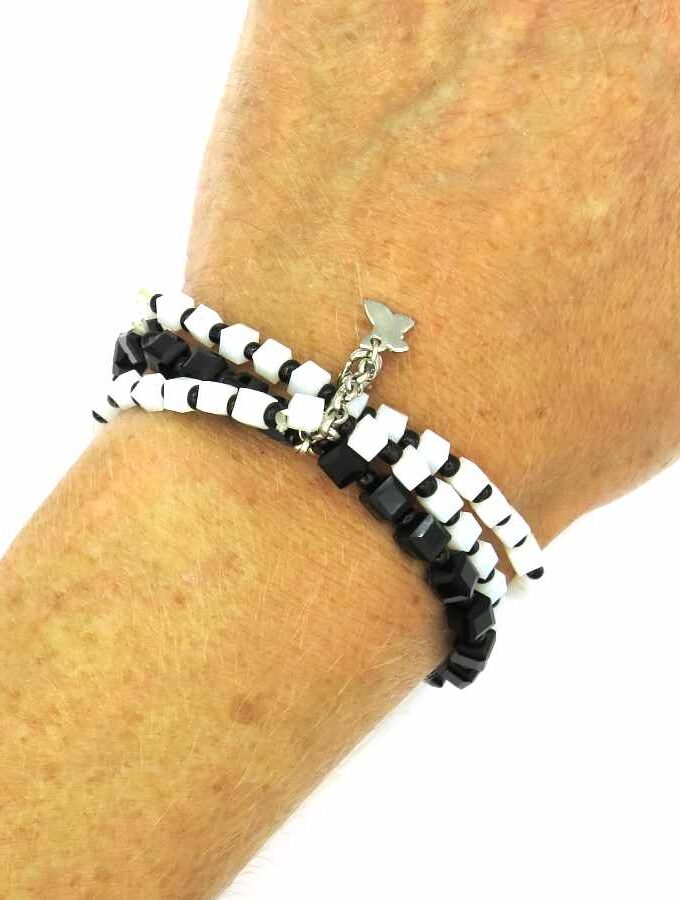 Armband blokjes zwart wit