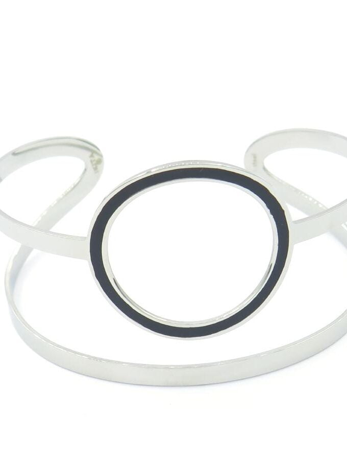 Armband zilver zwarte cirkel
