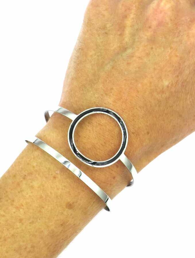 Armband zilver zwarte cirkel