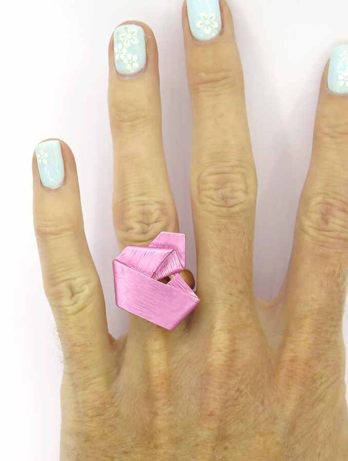 Ring elastiek rosé gevouwen roze