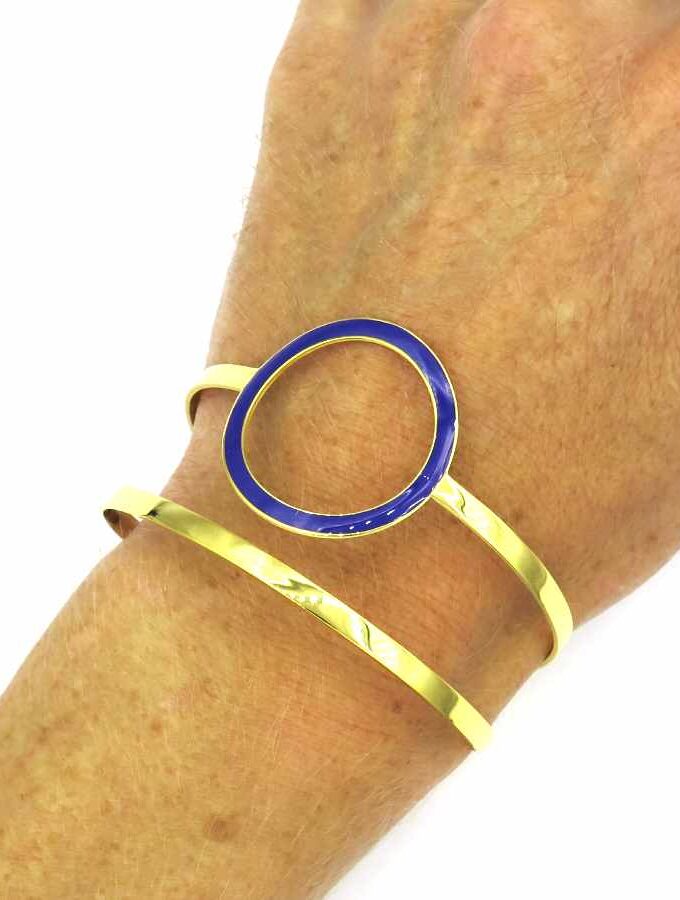 Armband goud met blauw cirkel