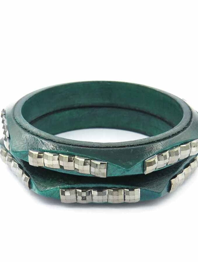 Petrol houten armband los