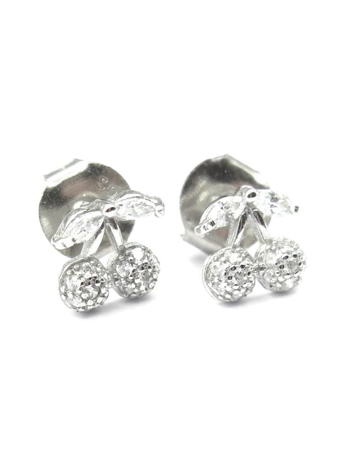 Oorbellen stekers kersen zilver