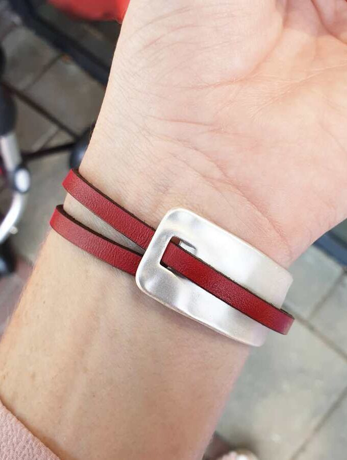 Armband magneet rood en zilver