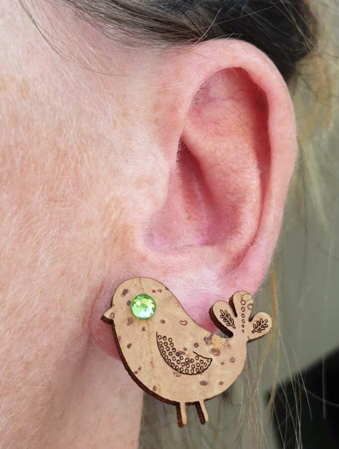 Oorbellen kurk vogel