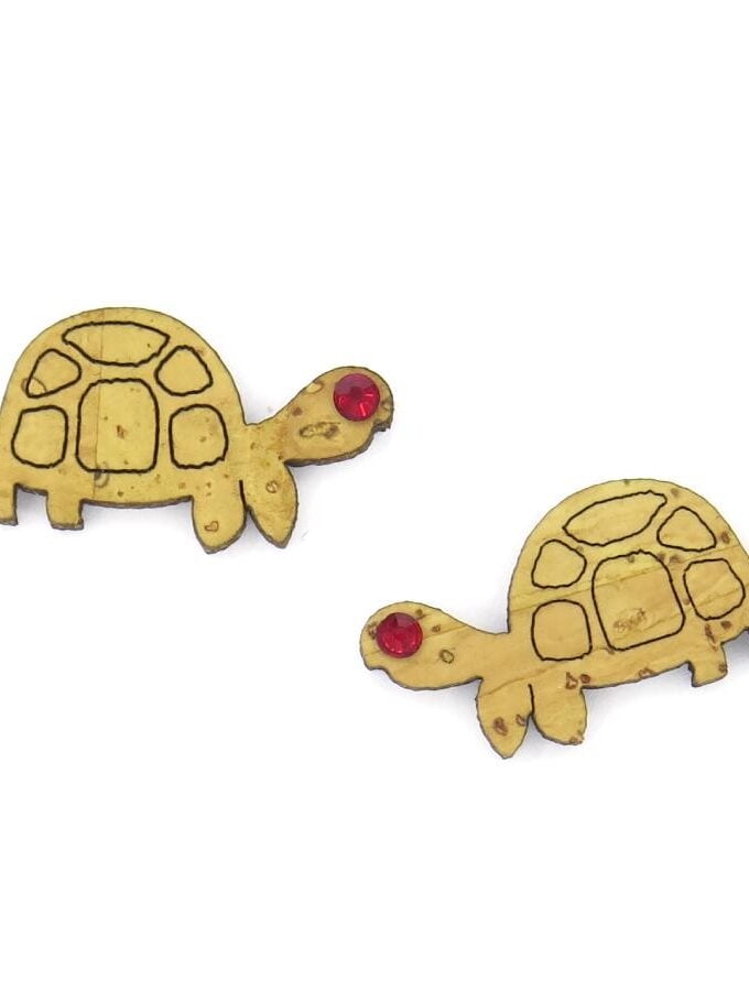 Oorbellen kurk schildpad
