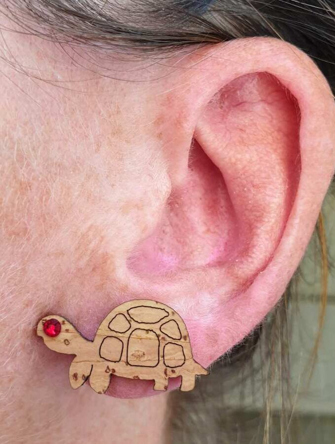 Oorbellen kurk schildpad