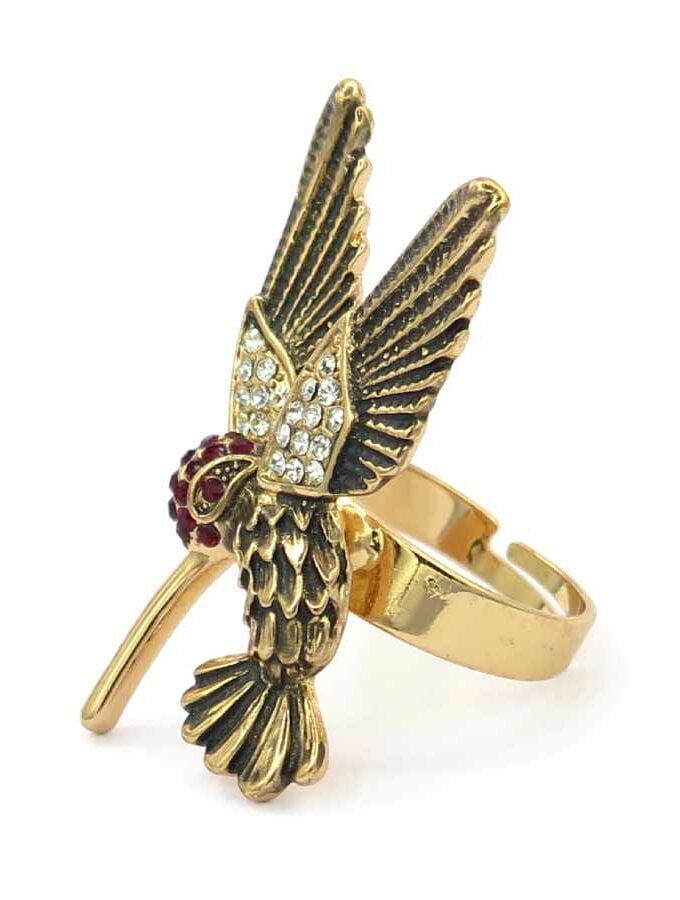 Ring rosé kolibrie stenen