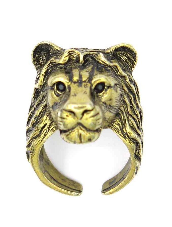 Ring goudkleurig leeuwenkop