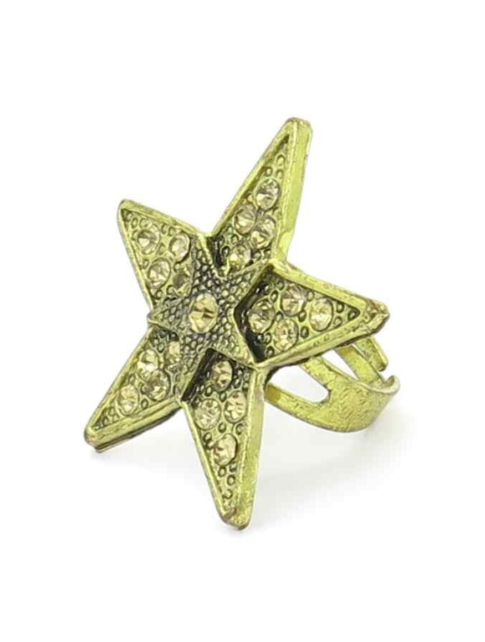 Ring ster goudkleurig stenen