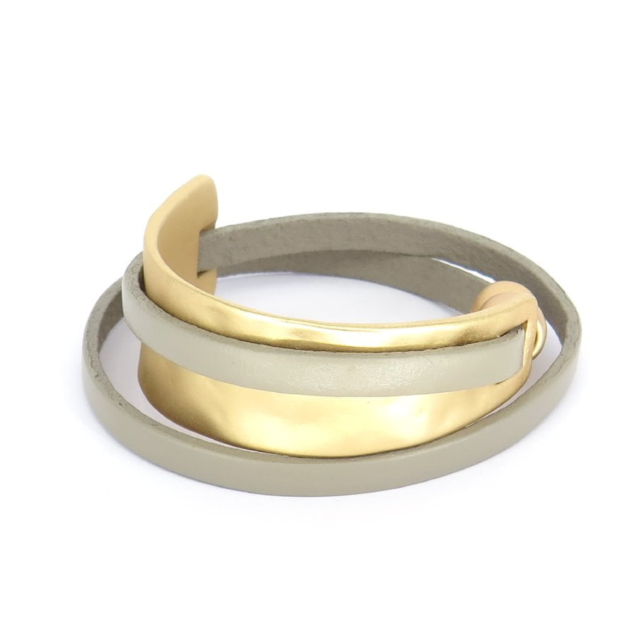 Armband dubbel taupe en rosé