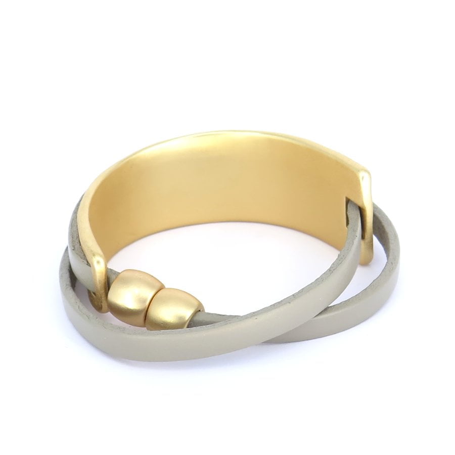 Armband dubbel taupe en rosé