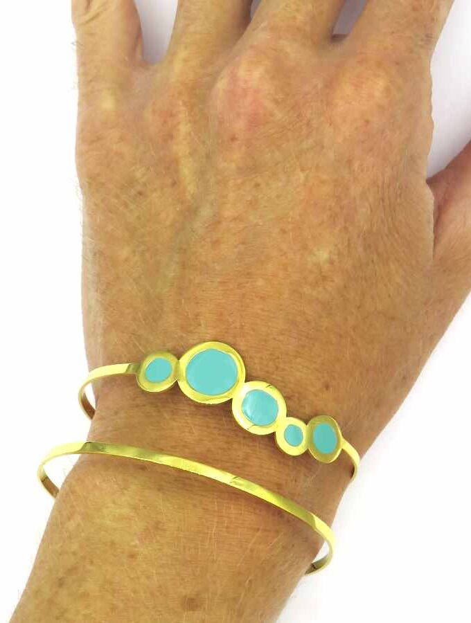 goude armband turquoise klem