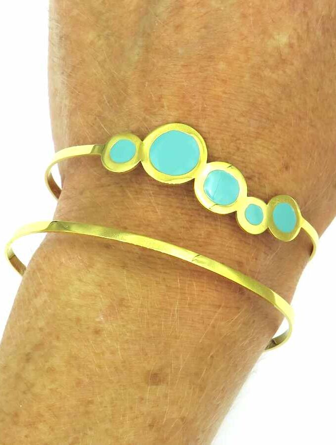 goude armband turquoise klem
