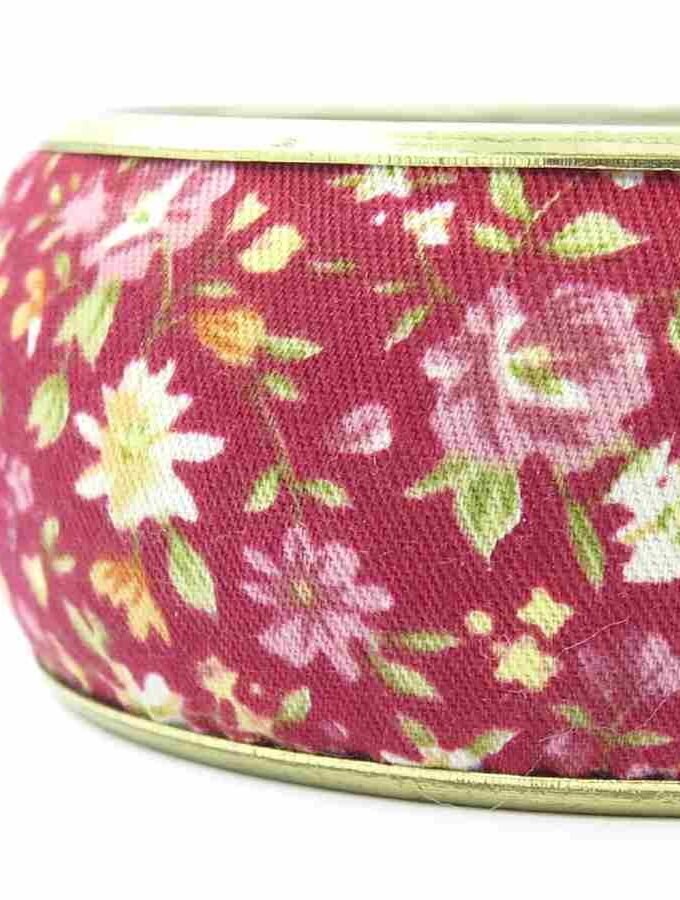 Armband stof rood bloemen