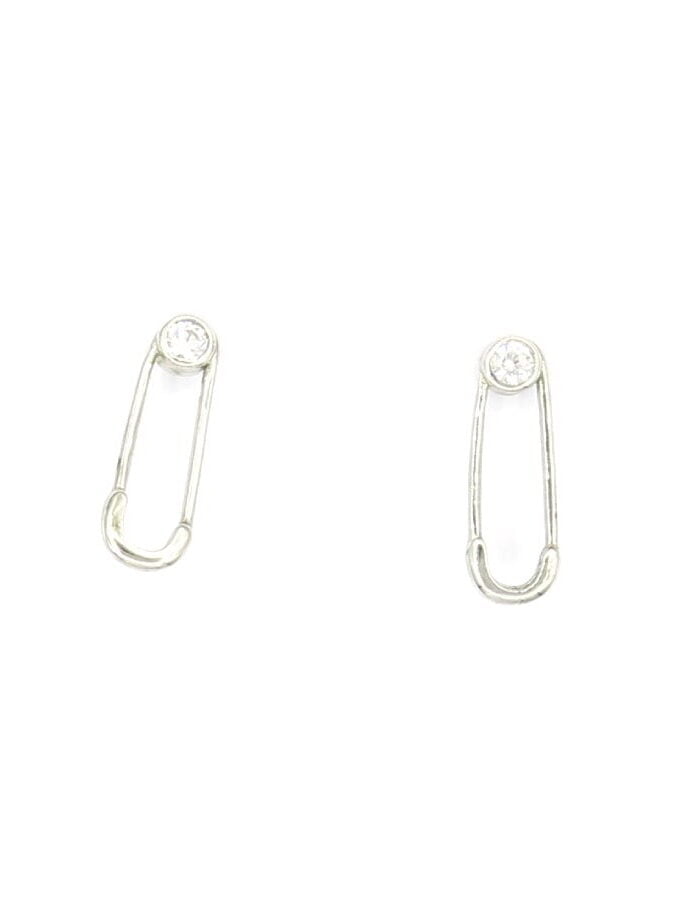 Oorbellen zilver veiligheidsspeld