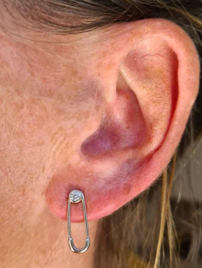 Oorbellen zilver veiligheidsspeld