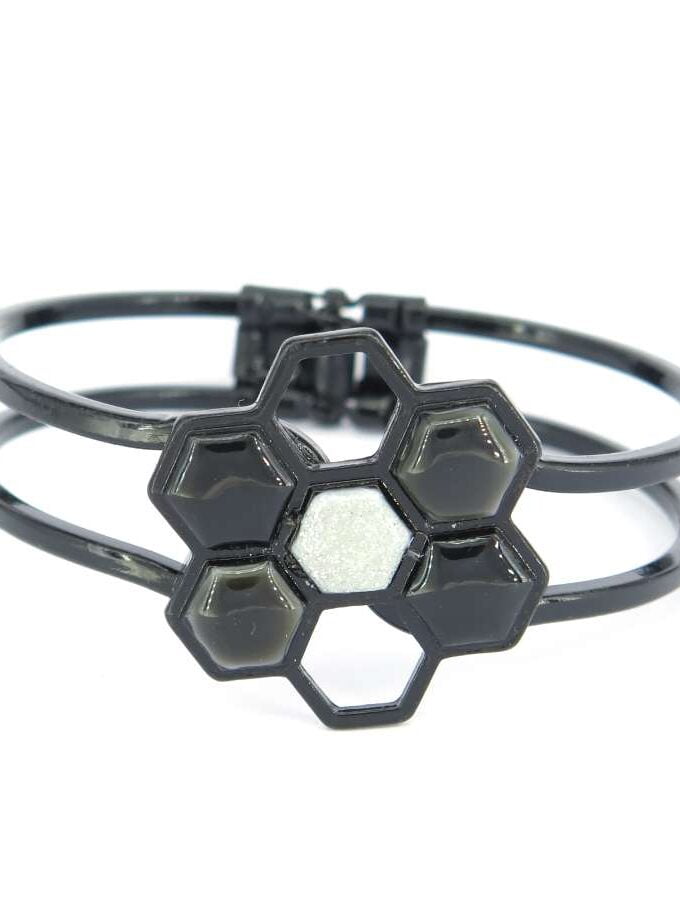Armband zeshoek zwart en zilver