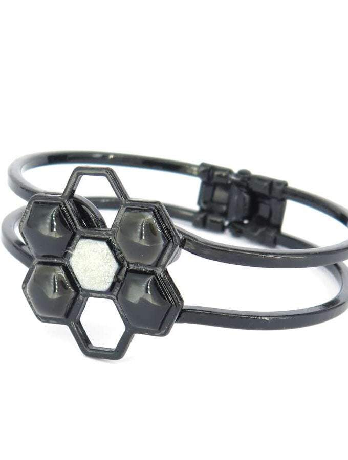 Armband zeshoek zwart en zilver
