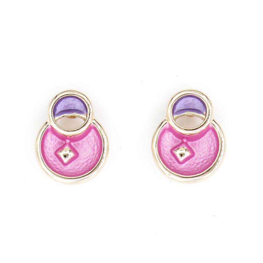 Oorbellen roze en paars cirkels